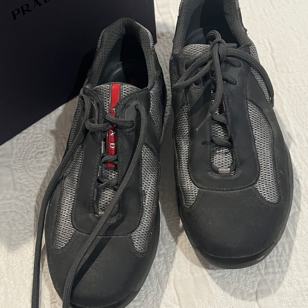 Prada Men's Black and Gray Sneakers - Picture 3 of 9